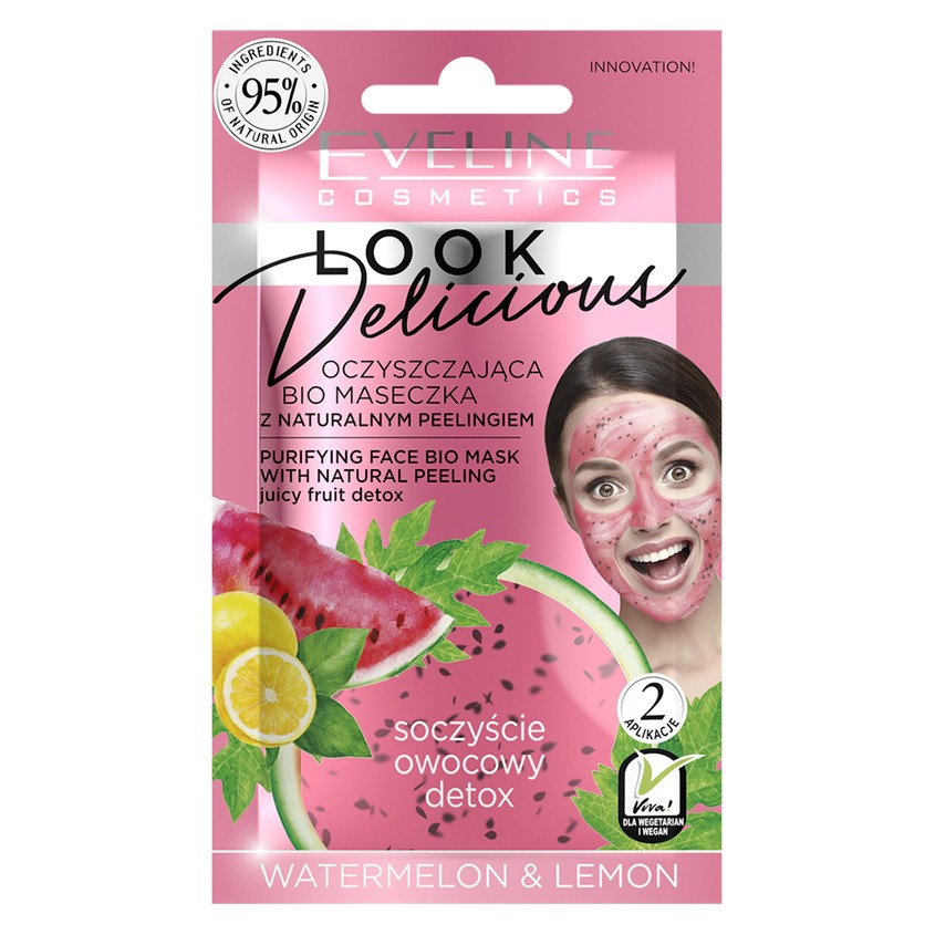 Маска для лица EVELINE LOOK DELICIOUS с натуральным пилингом арбуз и лимон очищающая 10 мл
Маска для лица EVELINE LOOK DELICIOUS с натуральным пилингом арбуз и лимон очищающая 10 мл