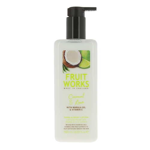 Лосьон для тела и рук FRUIT WORKS COCONUT & LIME с маслом марулы и витамином Е 500 мл
Лосьон для тела и рук FRUIT WORKS COCONUT & LIME с маслом марулы и витамином Е 500 мл