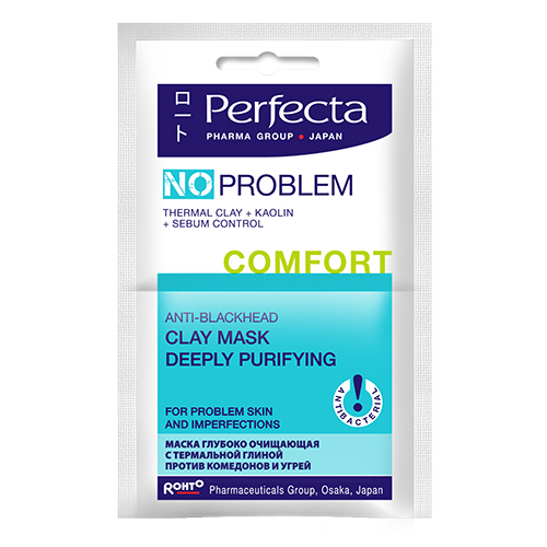 Дуо-маска для лица PERFECTA NO PROBLEM comfort от черных точек с термальной глиной очищающая 2x5 мл
Дуо-маска для лица PERFECTA NO PROBLEM comfort от черных точек с термальной глиной очищающая 2x5 мл