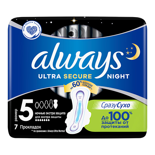Прокладки гигиенические ароматизированные ALWAYS ULTRA Night экстра защита Single 7 шт
Прокладки гигиенические ароматизированные ALWAYS ULTRA Night экстра защита Single 7 шт