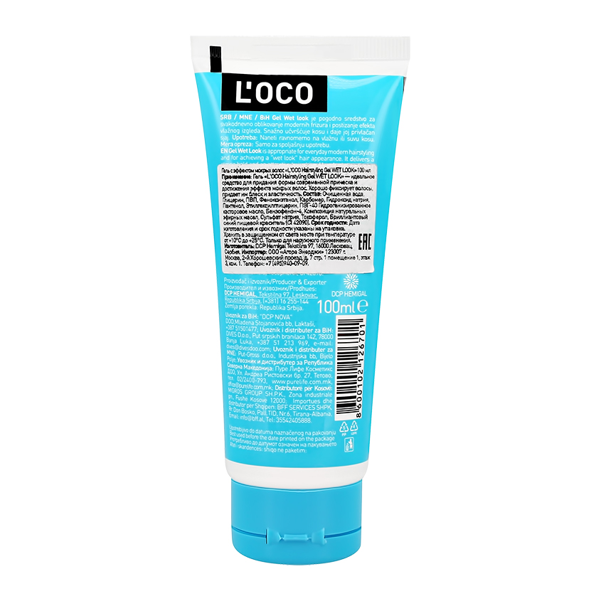 Гель для укладки волос `L`OCO` с эффектом мокрых волос 100 мл