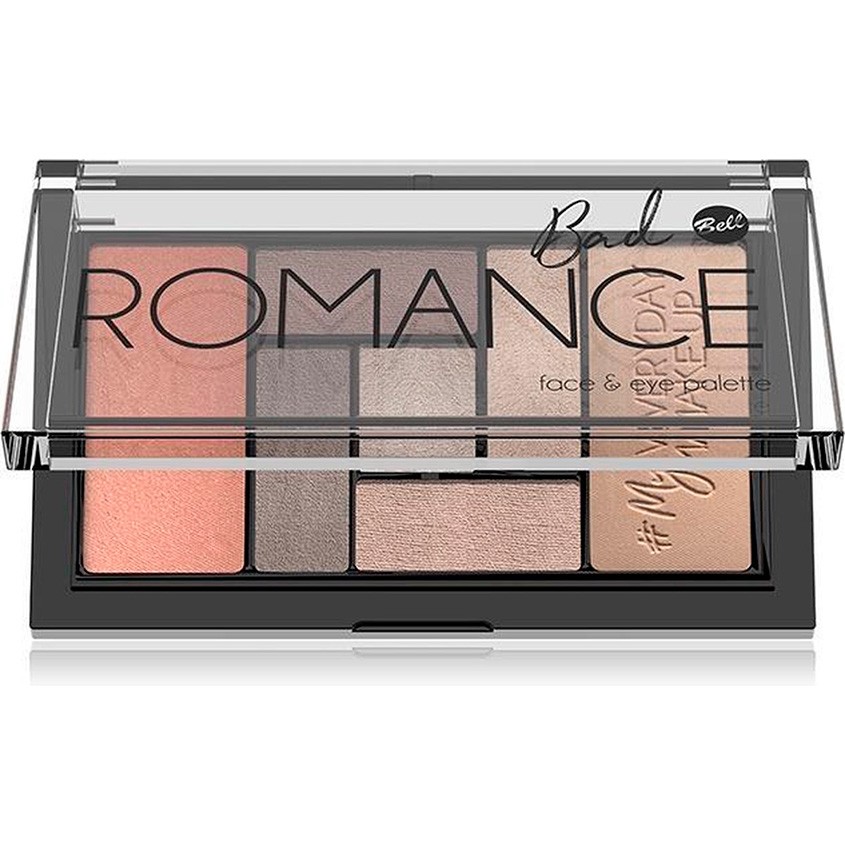 Палетка для макияжа лица и глаз BELL BAD ROMANCE FACE & EYE PALETTE тон 01 хайлайтер, румяна, скульптор и тени для век палетка для макияжа лица и глаз bell bad romance face