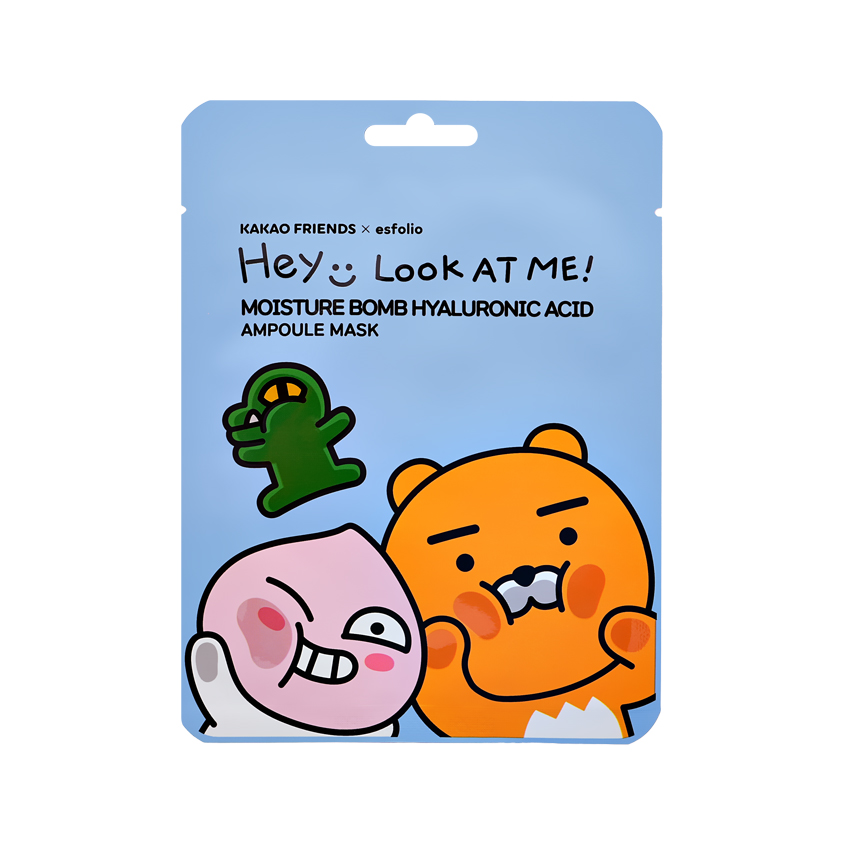 Маска для лица ESFOLIO KAKAO FRIENDS Moisture Bomb Hyaluronic Acid с гиалуроновой кислотой увлажняющая 25 г