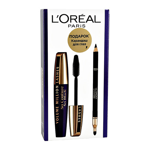

Набор подарочный женский LOREAL тушь для ресниц VOLUME MILLION LASHES SO COUTURE NOIR, карандаш для глаз COLOR RICHE LE SMOKY
