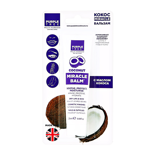 

Бальзам для губ и ухода за кожей PURPLE TREE MIRACLE BALM Кокос 25 мл
