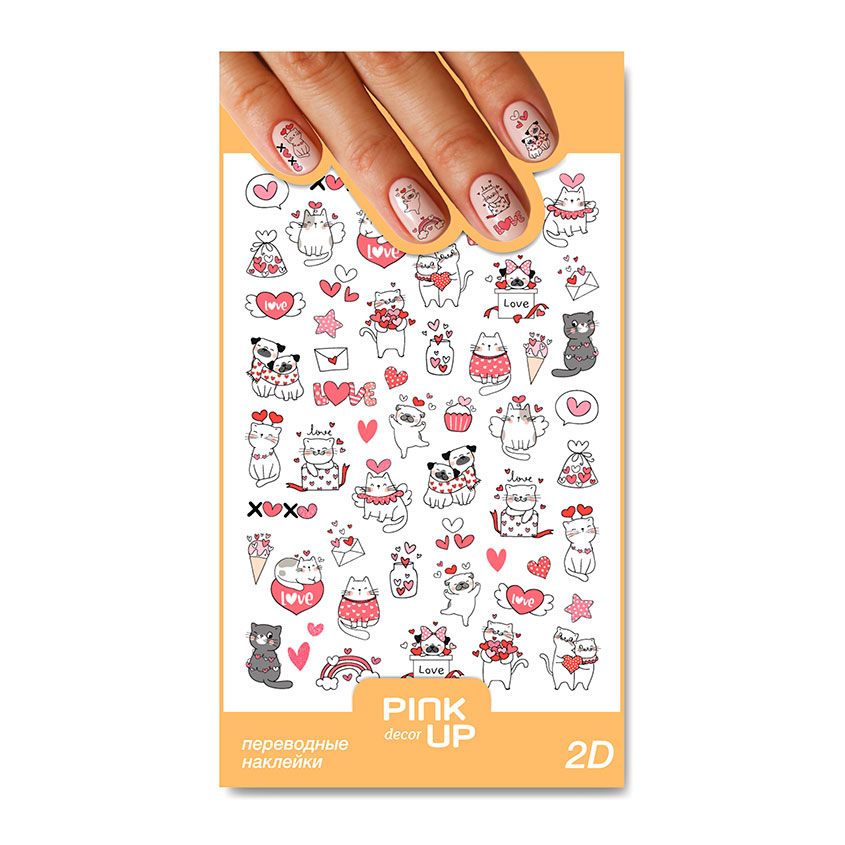 

Наклейки для ногтей PINK UP DECOR 2D переводные тон 44
