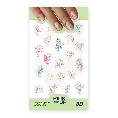 

Наклейки для ногтей PINK UP DECOR 3D переводные тон 691