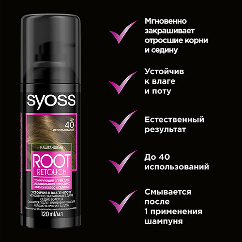 Syoss root retoucher темно каштановый купить