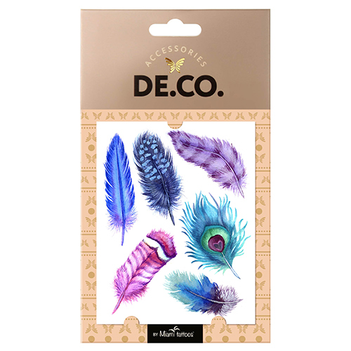 

Татуировка для тела DE.CO. WATERCOLOR STORY by Miami tattoos переводная Bright Feathers