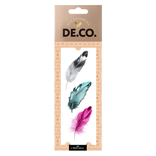 

Татуировка для тела DECO. WATERCOLOR STORY by Miami tattoos переводная Feather trio