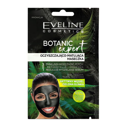

Маска для лица EVELINE BOTANIC EXPERT с углем очищающе-матирующая 10 мл