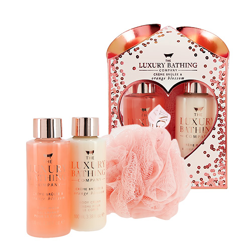 

Набор подарочный женский THE LUXURY BATHING BY GRACE COLE CREME BRULEE & ORANGE BLOSSOM гель для душа 100 мл, крем для тела 100 мл, мочалка
