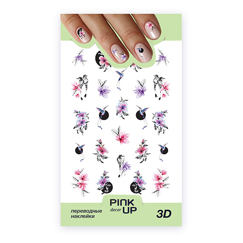 

Наклейки для ногтей PINK UP DECOR 3D переводные тон 715