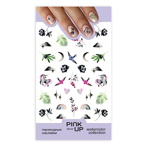 

Наклейки для ногтей PINK UP DECOR WATERCOLOR переводные тон 630