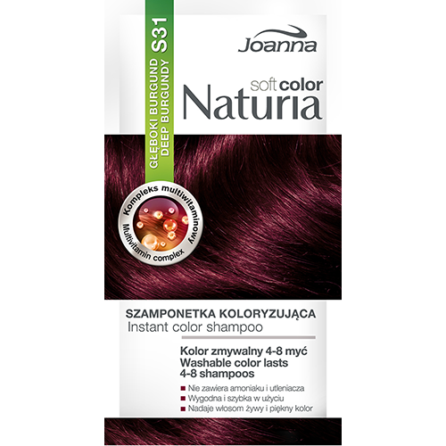 

Оттеночный шампунь для волос JOANNA NATURIA SOFT тон 31 Глубокий бургунд
