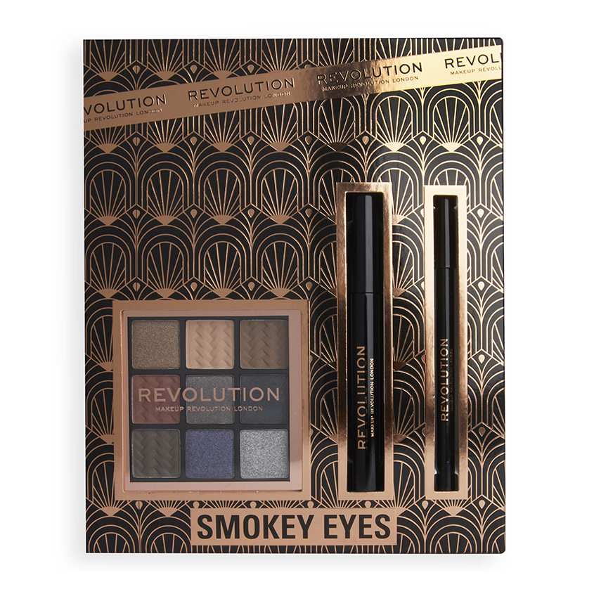 REVOLUTION Набор декоративной косметики REVOLUTION SMOKEY EYES палетка теней для век, тушь для ресниц, карандаш для глаз подарочный набор makeup revolution smokey eye set 1