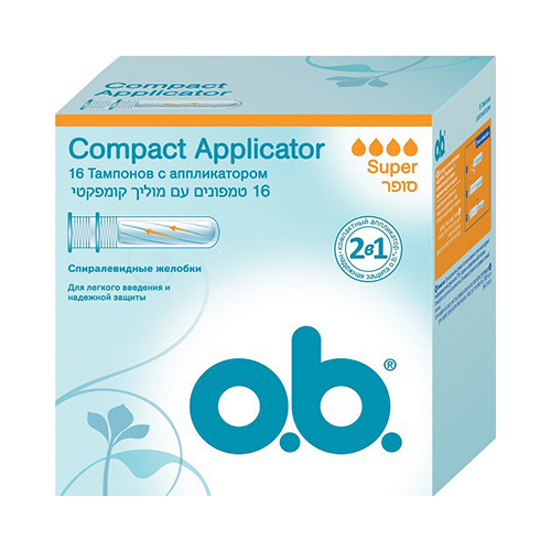 

Тампоны O.B. COMPACT APPLICATOR Super 16 шт