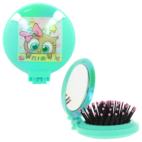 

Расческа для волос MISS PINKY OWL с зеркалом мятная