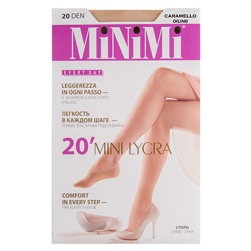 

Подследники женские MINIMI LYCRA 20 den Caramello