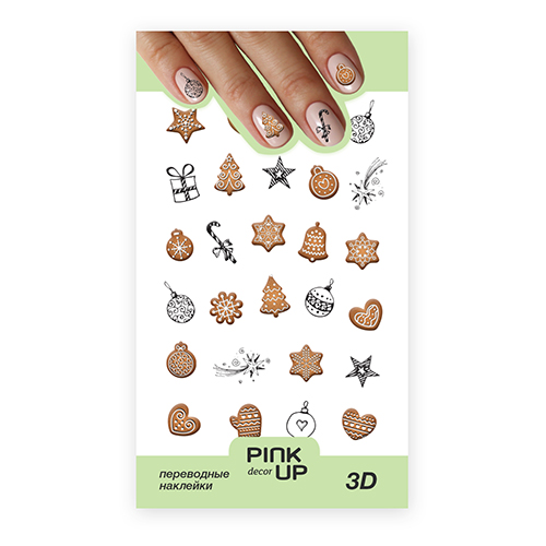 

Наклейки для ногтей PINK UP DECOR 3D переводные тон 819
