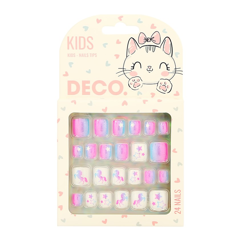 

Набор детских накладных ногтей DECO. KIDS самоклеящиеся mystery 24 шт