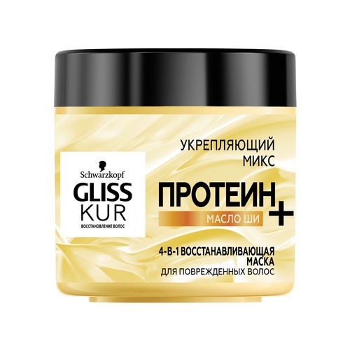 Маска для волос `GLISS KUR` ПРОТЕИН+ 4 в 1 восстанавливающая (для поврежденных волос) 400 мл
