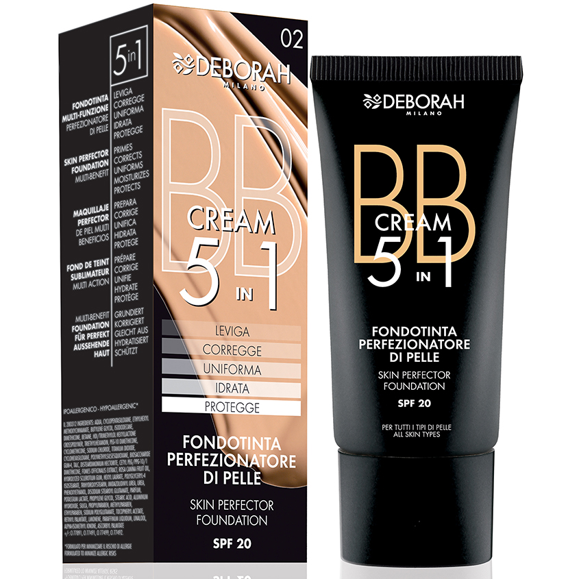 DEBORAH Крем тональный для лица DEBORAH BB CREAM 5 IN 1 тон 04 абрикосовый цена и фото