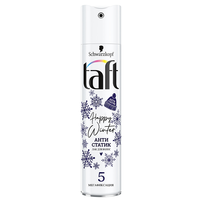 Лак для волос TAFT HAPPY WINTER с антистатиком мегафиксация 225 мл
