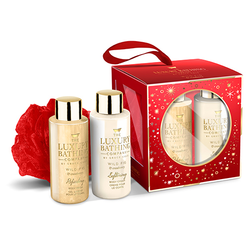 

Набор подарочный женский THE LUXURY BATHING BY GRACE COLE WILD FIG & CRANBERRY гель для душа 100 мл, крем для тела 100 мл, мочалка
