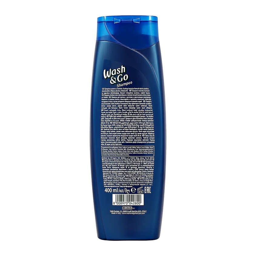 Шампунь для волос `WASH & GO` MEN с ментолом (для всех типов волос) 400 мл