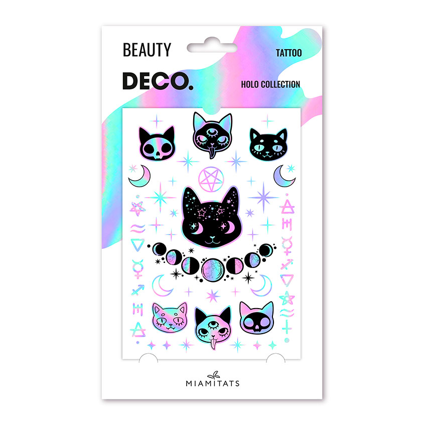 Татуировка для тела DECO. HOLOGRAPHIC by Miami tattoos переводная Lunar Cats