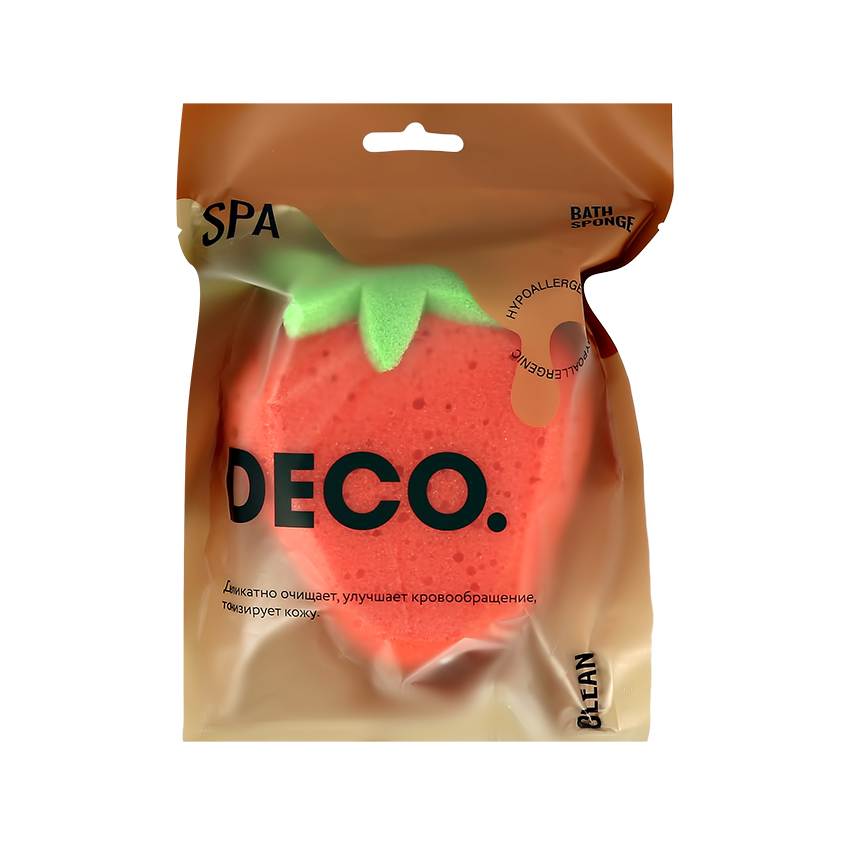 Губка для тела `DECO.` со шнурком (strawberry)