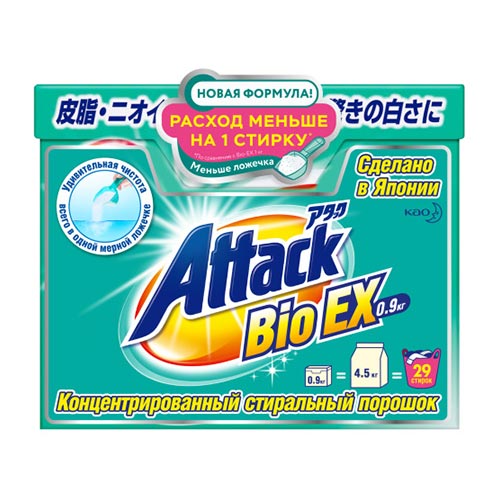 

Порошок стиральный ATTACK BIO EX концентрированный 900 г