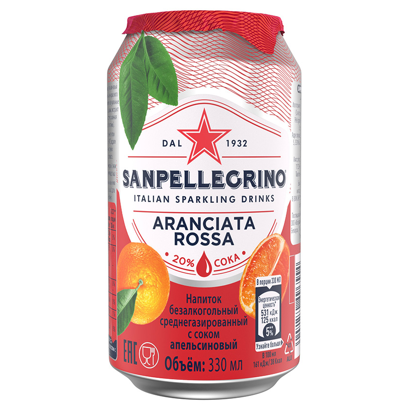 

Безалкогольный напиток SANPELLEGRINO газированный со вкусом красного апельсина 330 мл