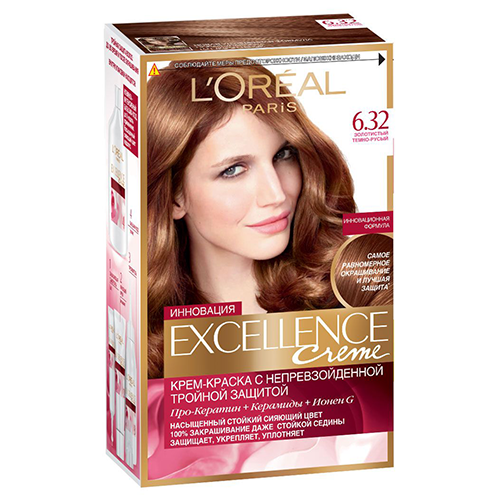 

Крем-краска для волос LOREAL EXCELLENCE тон 6.32 Золотистый темно-русый 40 мл