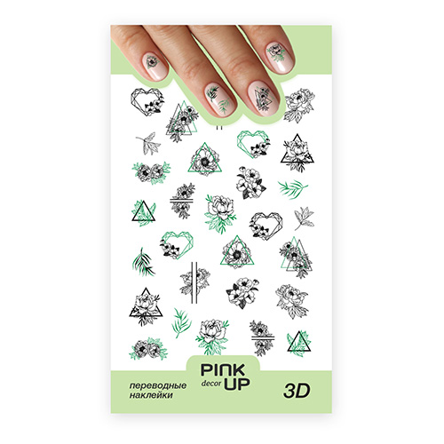 

Наклейки для ногтей PINK UP DECOR 3D переводные тон 780