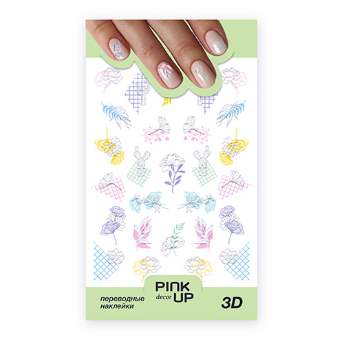 

Наклейки для ногтей PINK UP DECOR 3D переводные тон 659