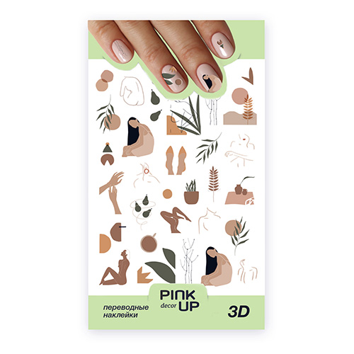 

Наклейки для ногтей PINK UP DECOR 3D переводные тон 711