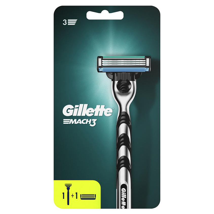 Станок для бритья GILLETTE MACH3 с 2 сменными кассетами