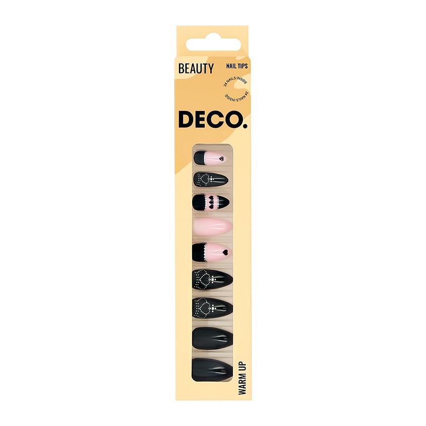 DECO. Набор накладных ногтей с клеевыми стикерами DECO. WARM UP hearts 24 шт + клеевые стикеры 24 шт