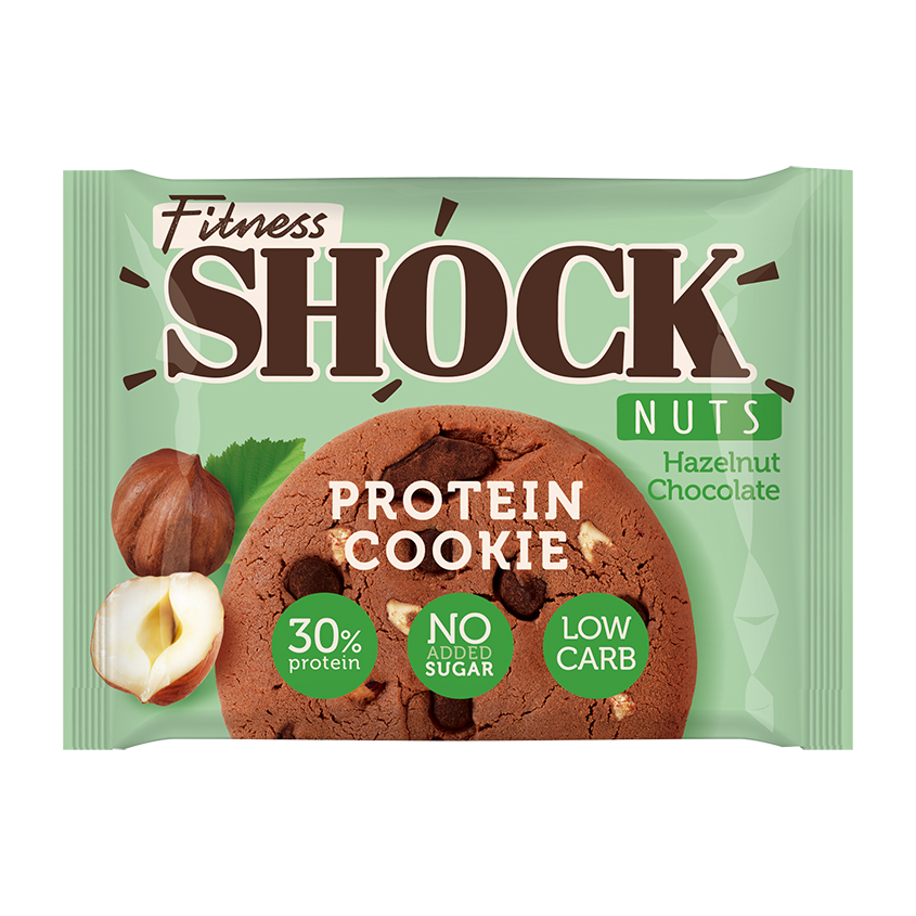 Печенье неглазированное FITNES SHOCK Фундук-шоколад 40 г fitnes shock печенье глазированное fitnes shock брауни кокосовый пирог 50 г