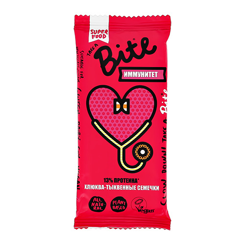 

Батончик фруктово-ореховый BITE ИММУНИТЕТ Клюква-тыквенные семечки 45 г