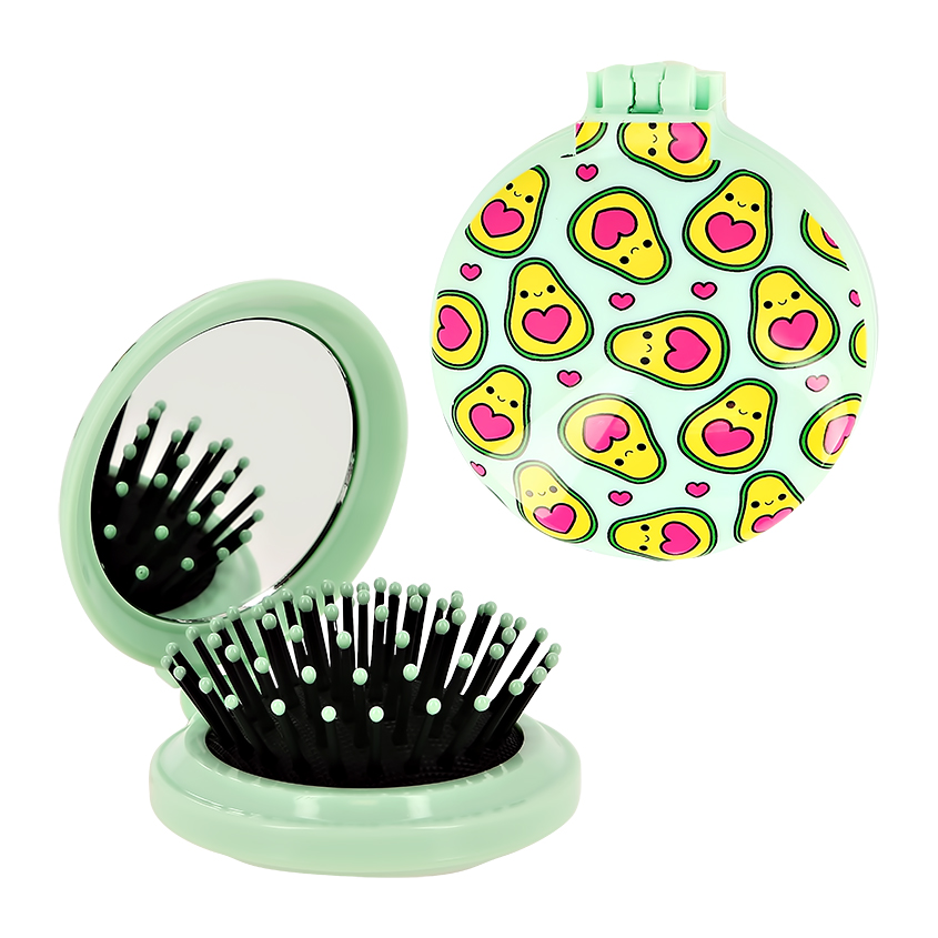 Расческа для волос с зеркалом `LADY PINK` с принтом авокадо