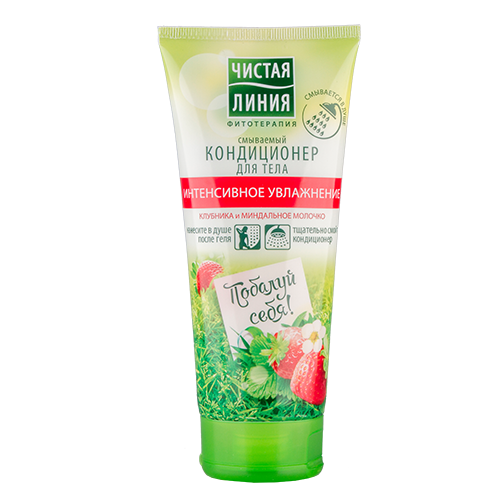 Кондиционер для тела `ЧИСТАЯ ЛИНИЯ` ФИТОТЕРАПИЯ Клубника и Миндальное молочко смываемый (интенсивное увлажнение) 200 мл