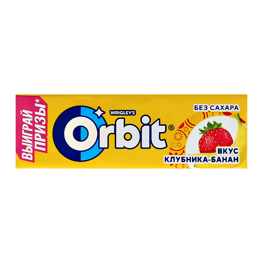 

Жевательная резинка ORBIT Клубника-банан 13,6 г
