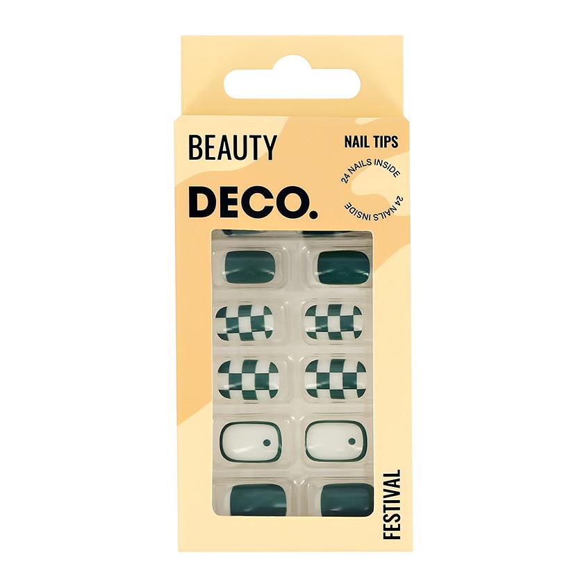Набор накладных ногтей с клеевыми стикерами `DECO.` FESTIVAL fun (24 шт + клеевые стикеры 24 шт)
