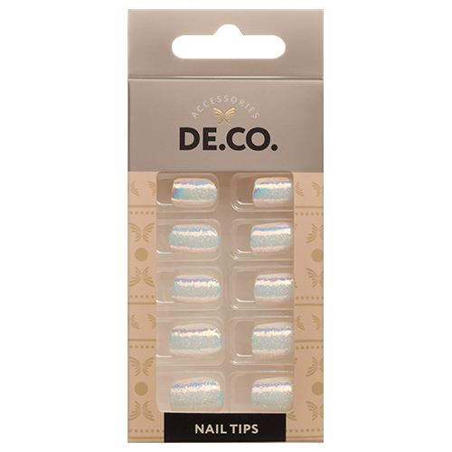 

Набор накладных ногтей DE.CO. METALLIC 24 шт + клеевые стикеры 24 шт bright white