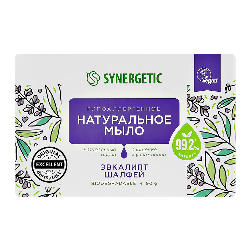 Мыло твердое SYNERGETIC эвкалипт и шалфей натуральное 90 гр