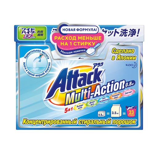 

Порошок стиральный ATTACK MULTI-ACTION с активным кислородным пятновыводителем и кондиционером концентрированный 900 г