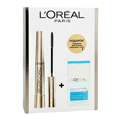

Набор подарочный женский LOREAL тушь для ресниц TELESCOPIC, средство для снятия макияжа с глаз